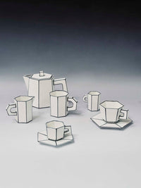 Tazze da tè con piattino — Carte Blanche (set di 2)