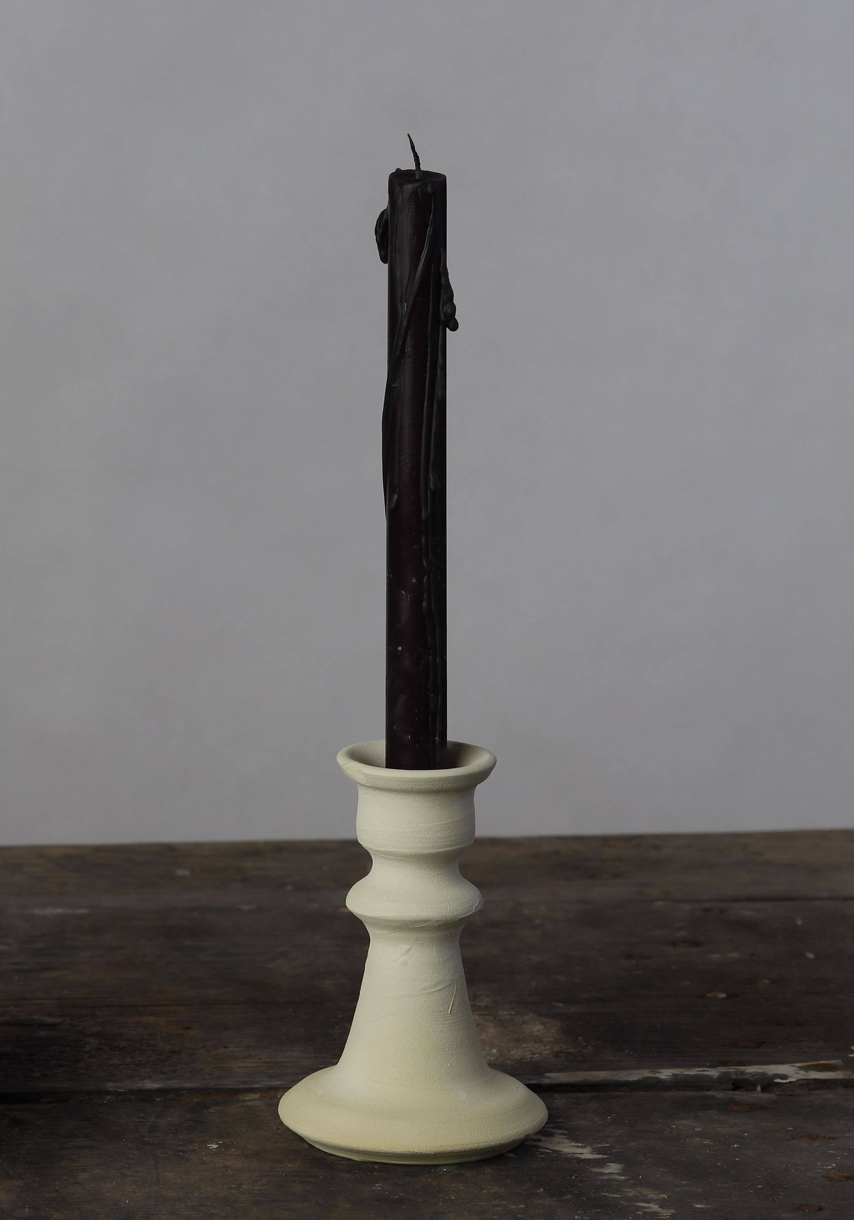 Portacandela in ceramica bianca grezza